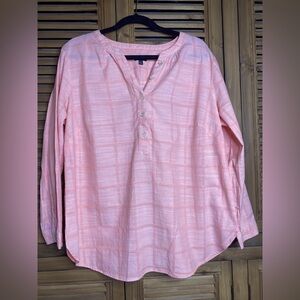Talbots Salmon popover peasant cool 100% cotton blouse size 1X